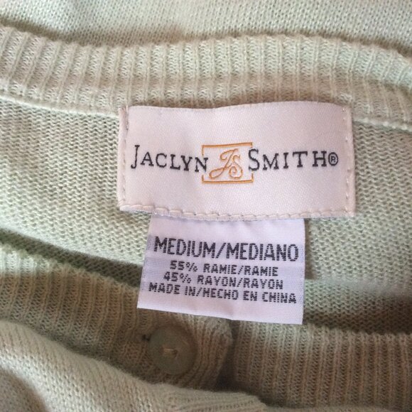 Jaclyn Smith VTG Light Green Floral Embroidered Cottagecore 90s Sweater Medium - Picture 3 of 4